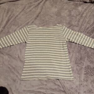 L.L.Bean Striped Cotton Long Sleeve Top Women’s M, Gray and White